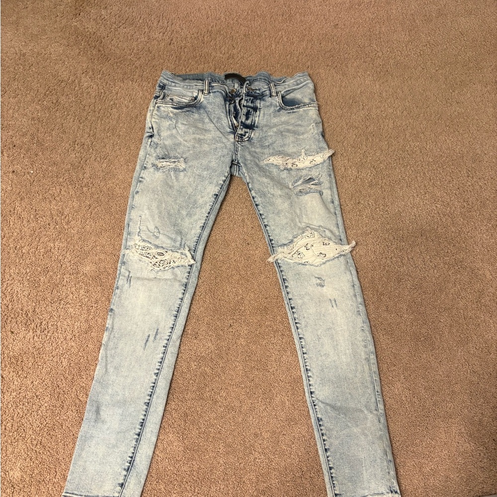 Amiri Light Blue Distressed Jeans